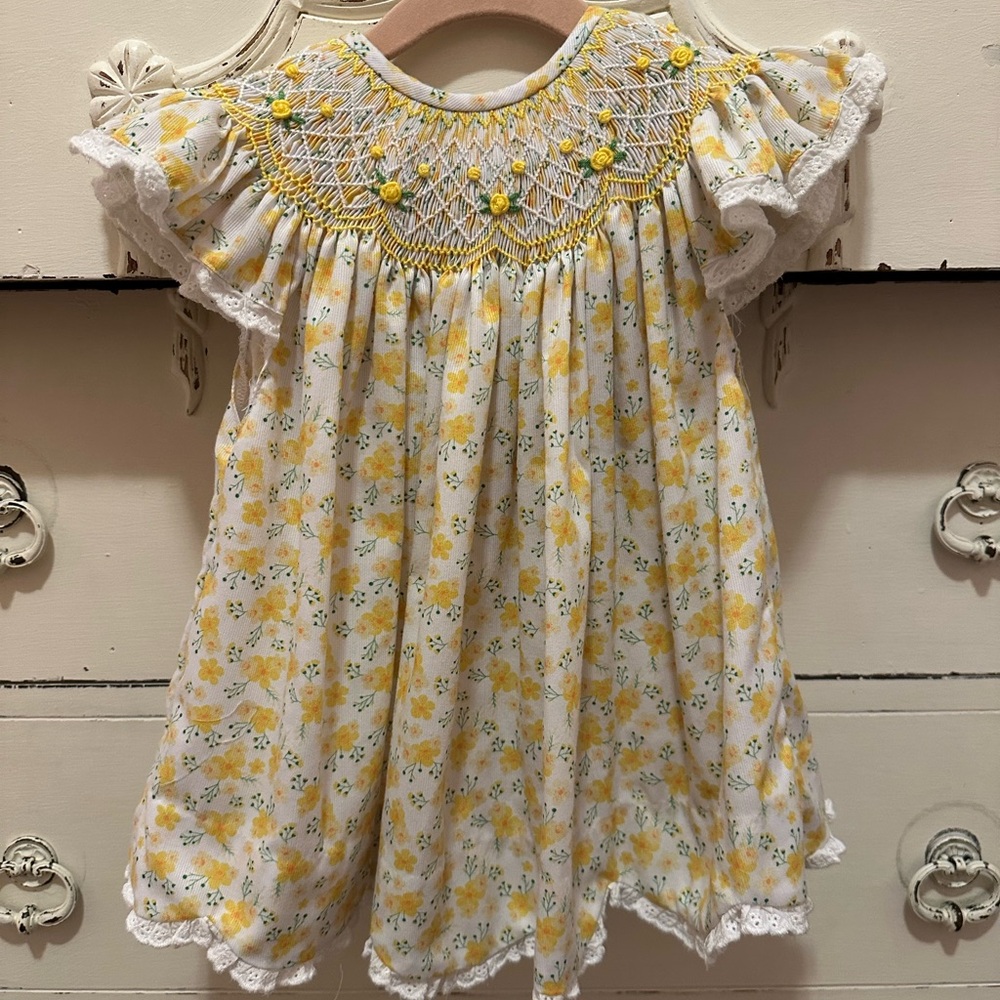 Sweet La Rose Floral Yellow Dress Set